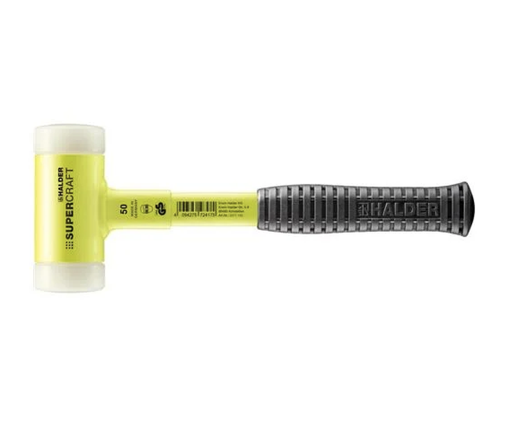 [HAR-ACC-OOO-01263] Tools Hi-Viz Yellow Halder Supercraft 60mm Dead Blow Mallet White Nylon (Hard) 3.8Lbs