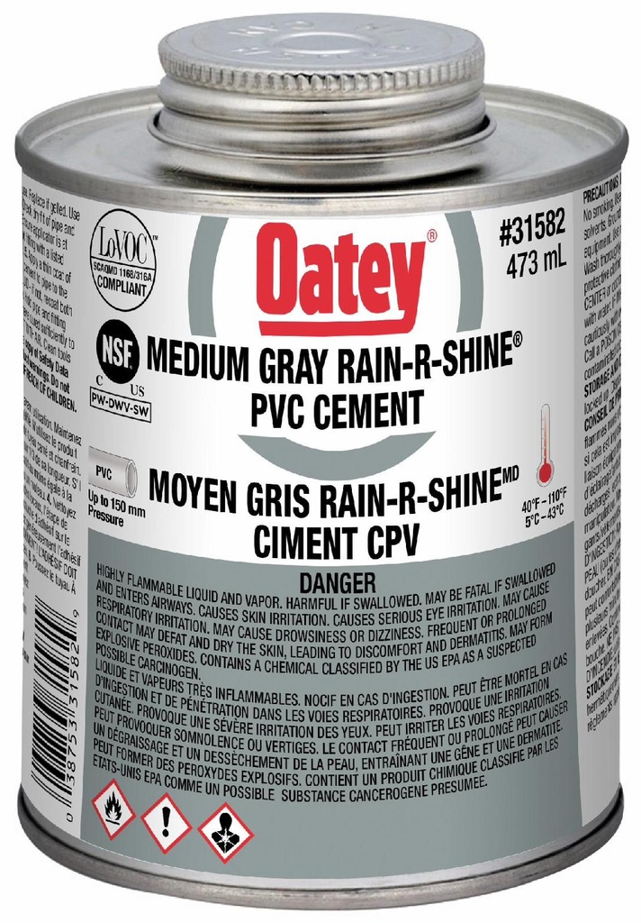 [ACC-WAT-OOO-00627 + OAT/CRS473] Medium Pvc Cement Wet/Dry 473ml Grey (G)
