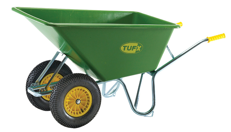 TUFX Wheelbarrow Plastic 6 cu ft  Single Flat-Free Tire (GREEN, 400lb cap)